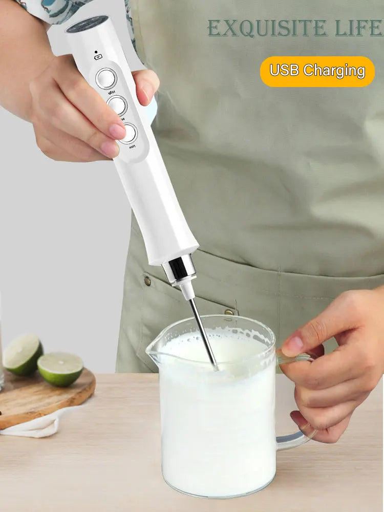 3 In 1 Wireless Handheld Electric Milk Foam Machine Mini Frother Maker Cappuccino Coffee Whisk Mixer Foamer
