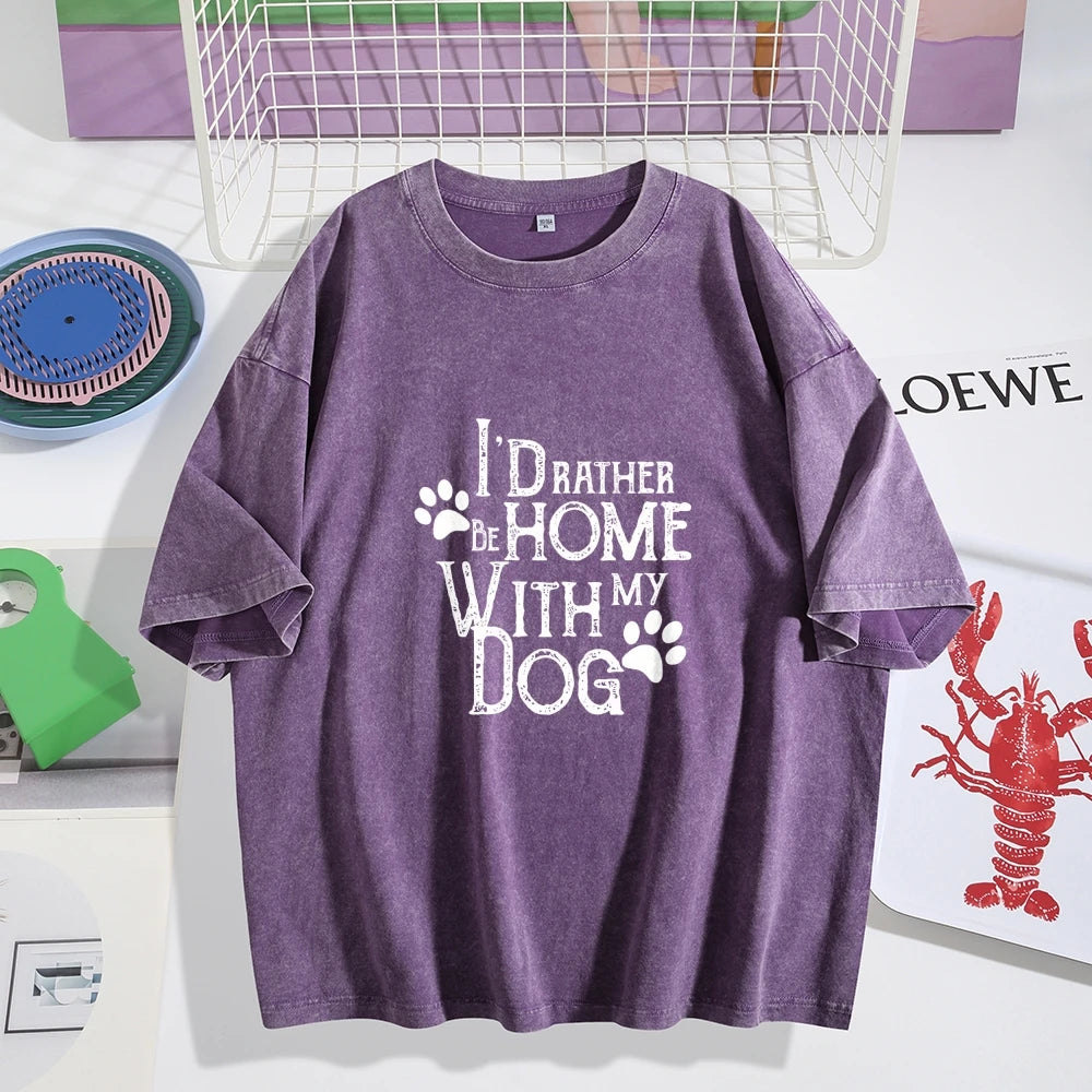 Women Cotton Graphic Tee Dog Paw Prints Y2K Vintage Short Sleeve