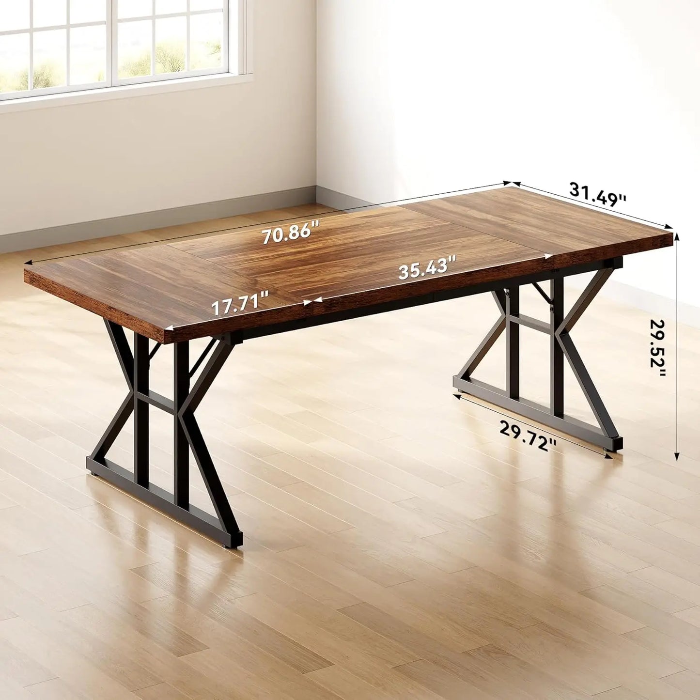 Little Tree 70.8 Inch Office Desk Farmhouse Writing Table