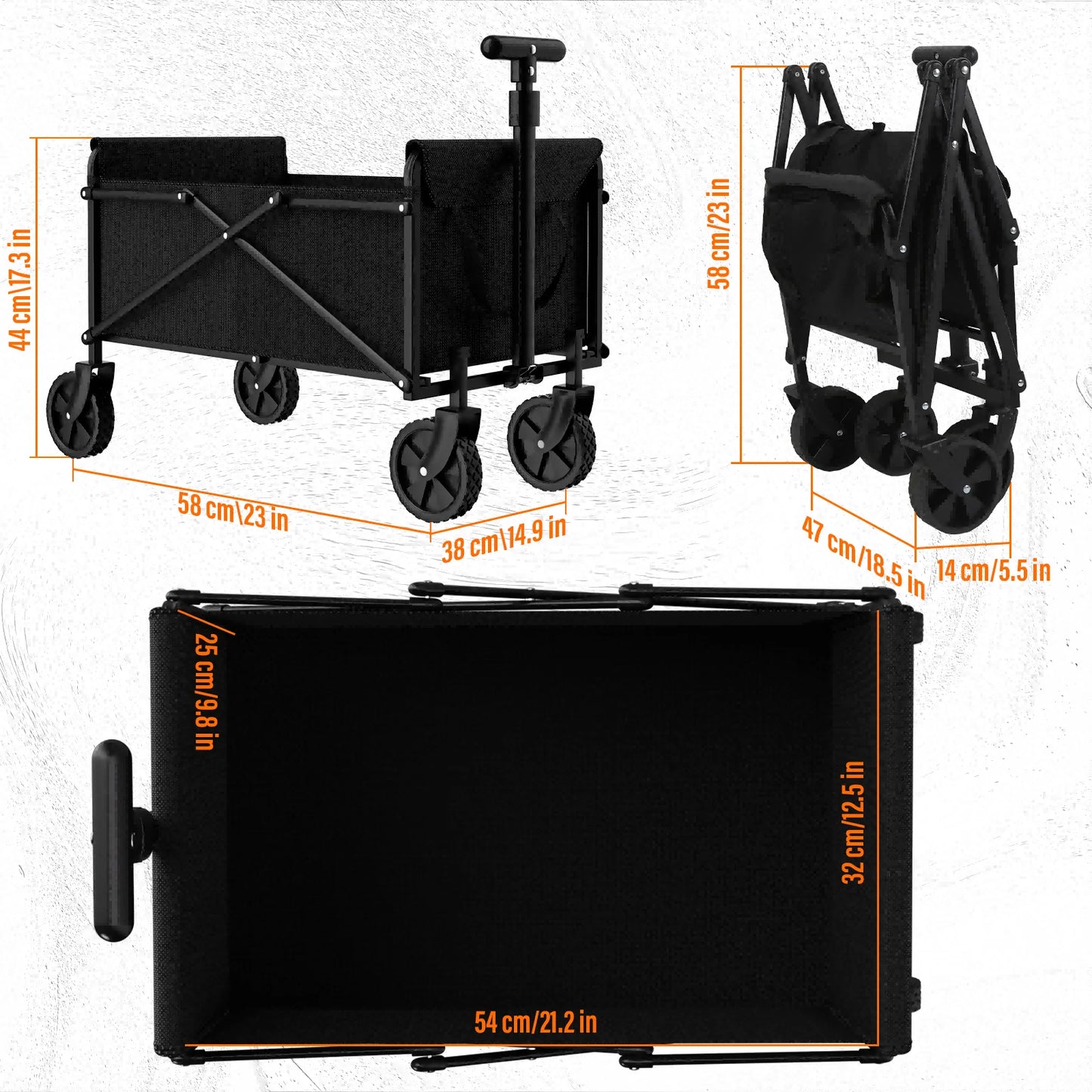 Eco Friendly Garden Handcart with Four Foldable Wheels