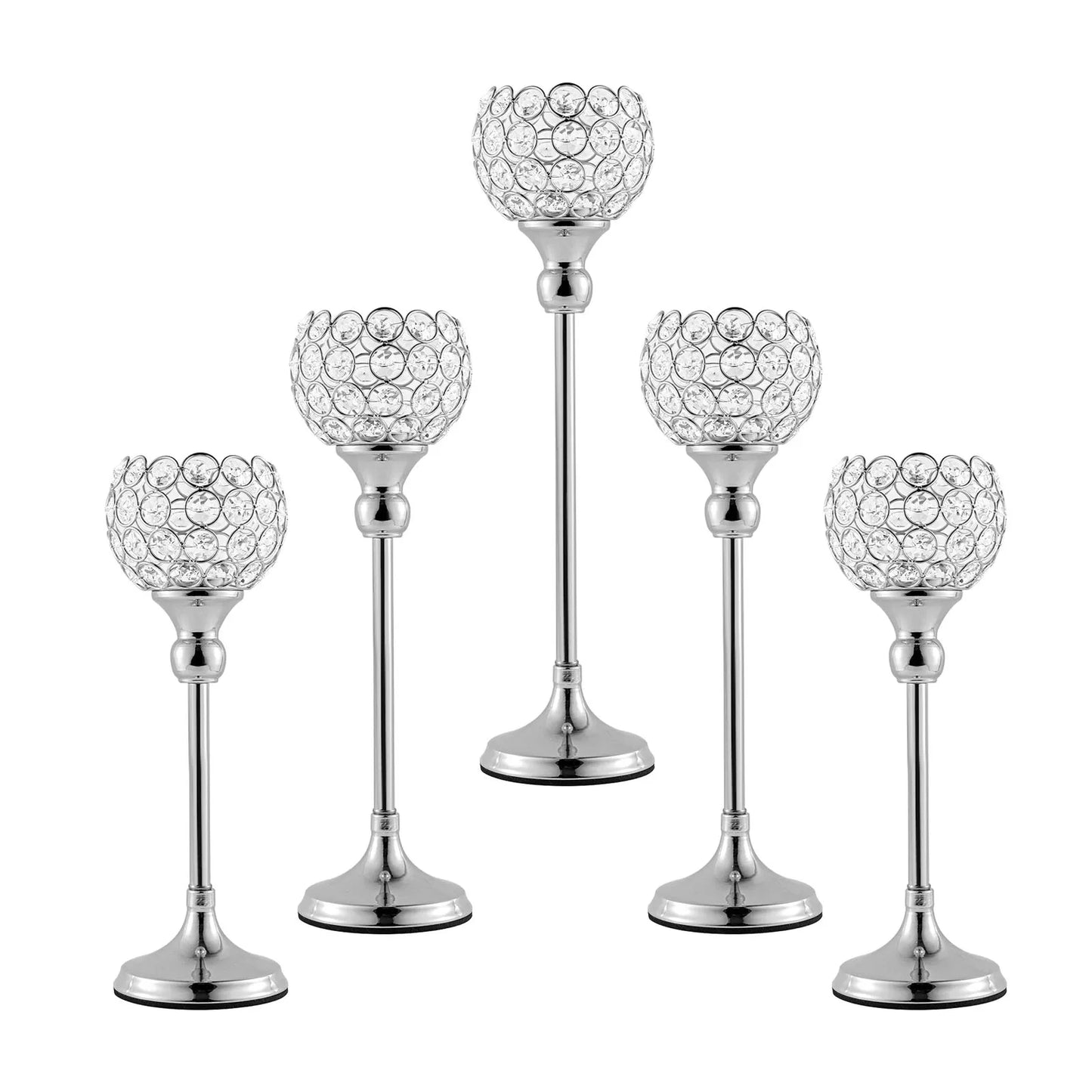 Gold And Silver Crystal Candlesticks 5 Piece Wedding Decor