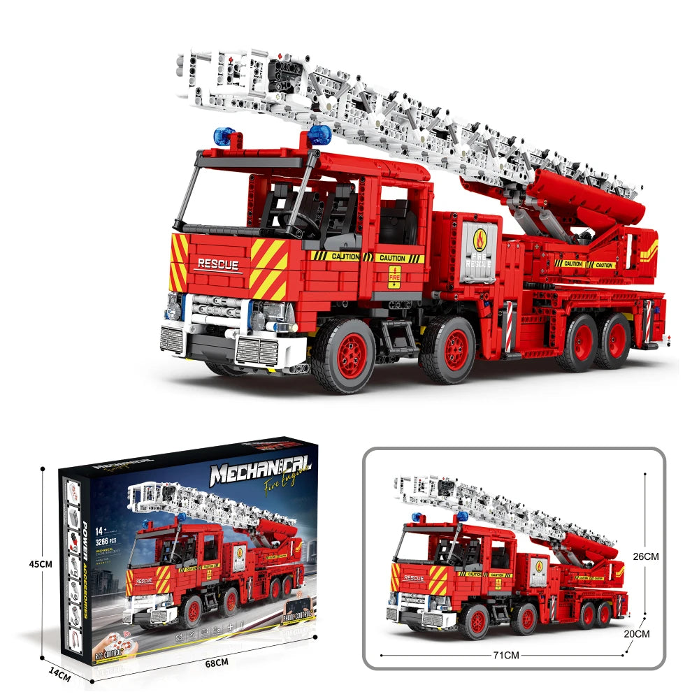 Reobrix Rescue Fire Truck Building Block Set With Extendable Ladder RC