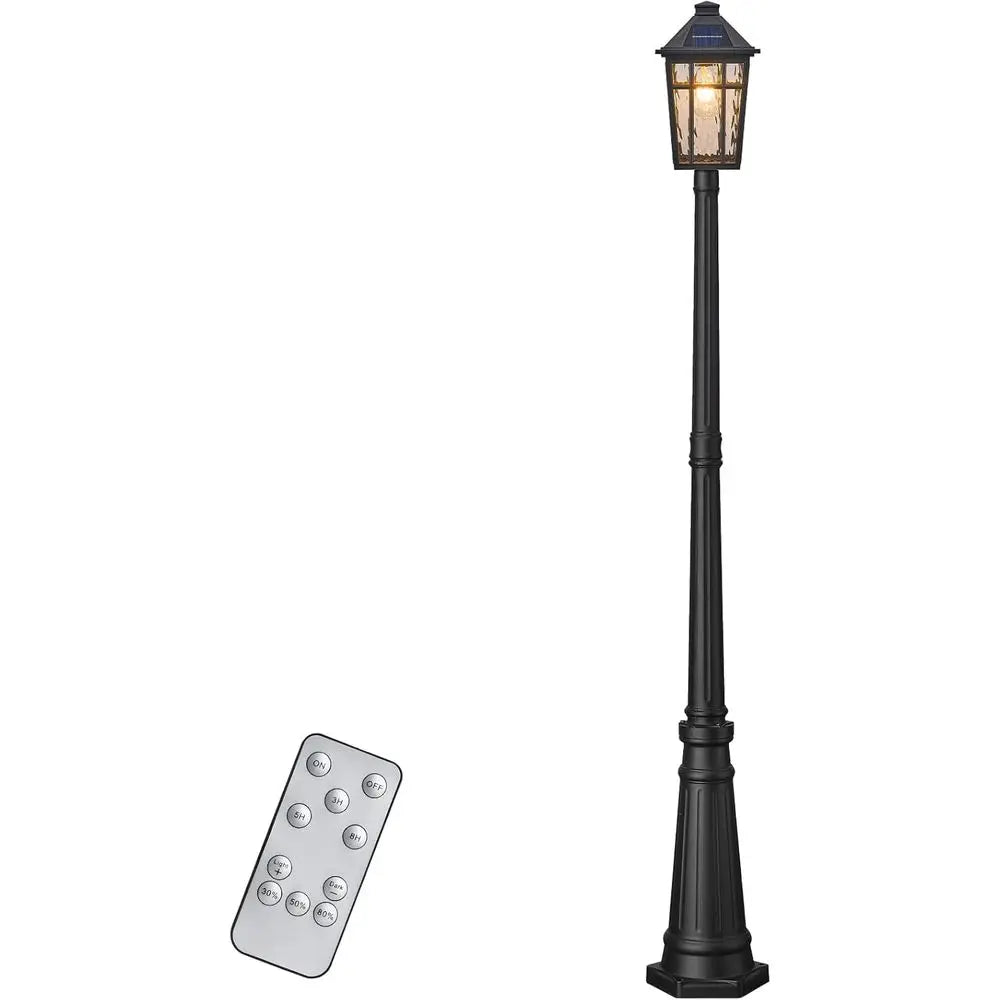 Outdoor Lamp Post Light Dusk To Dawn Waterproof Pole 80.7 Inch Black Remote