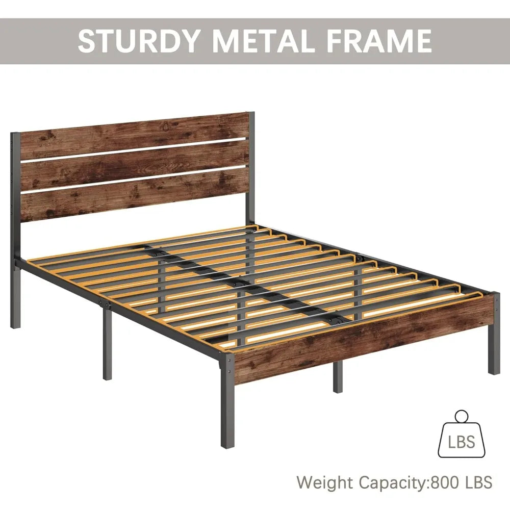 All Metal Bed Frame Headboard Footboard Under Bed Storage