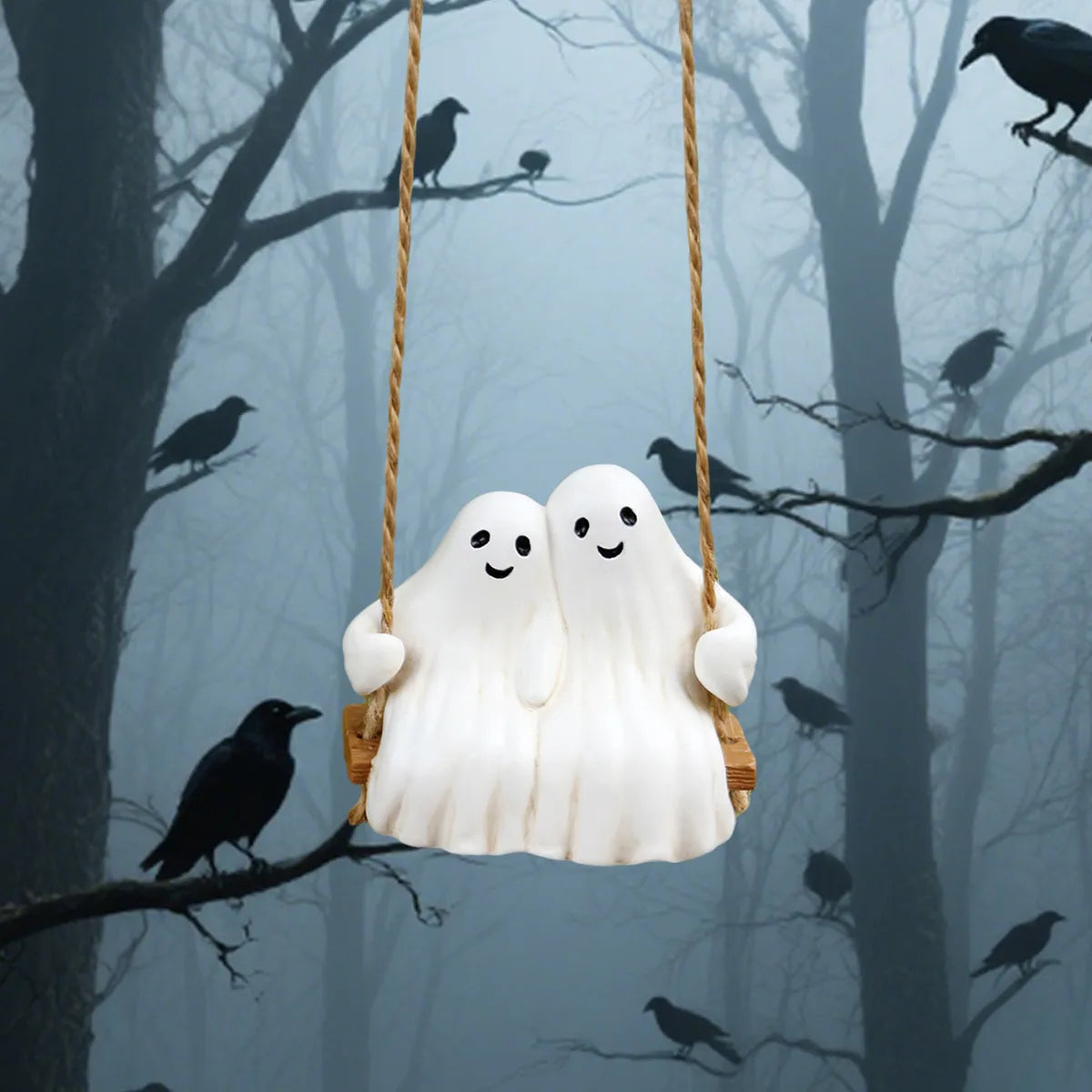 Spooky Halloween Skeleton Duo Figurine Hanging Yard Decor