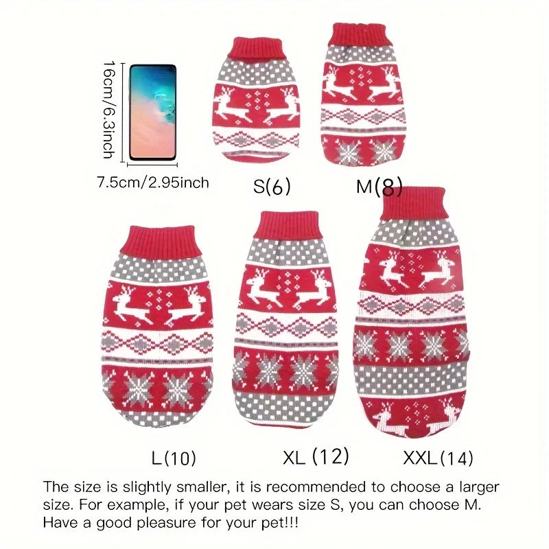 Christmas Style Knitted Wool Pet Sweater For Dogs And Cats Bichon Corgi