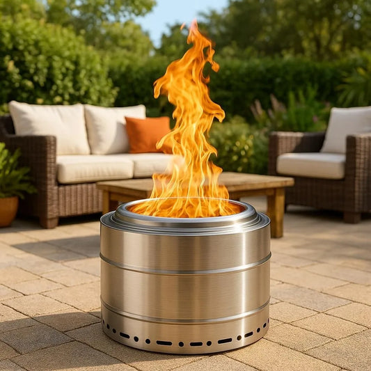 Smokeless 19 Inch Stainless Steel Fire Pit With Ash Pan