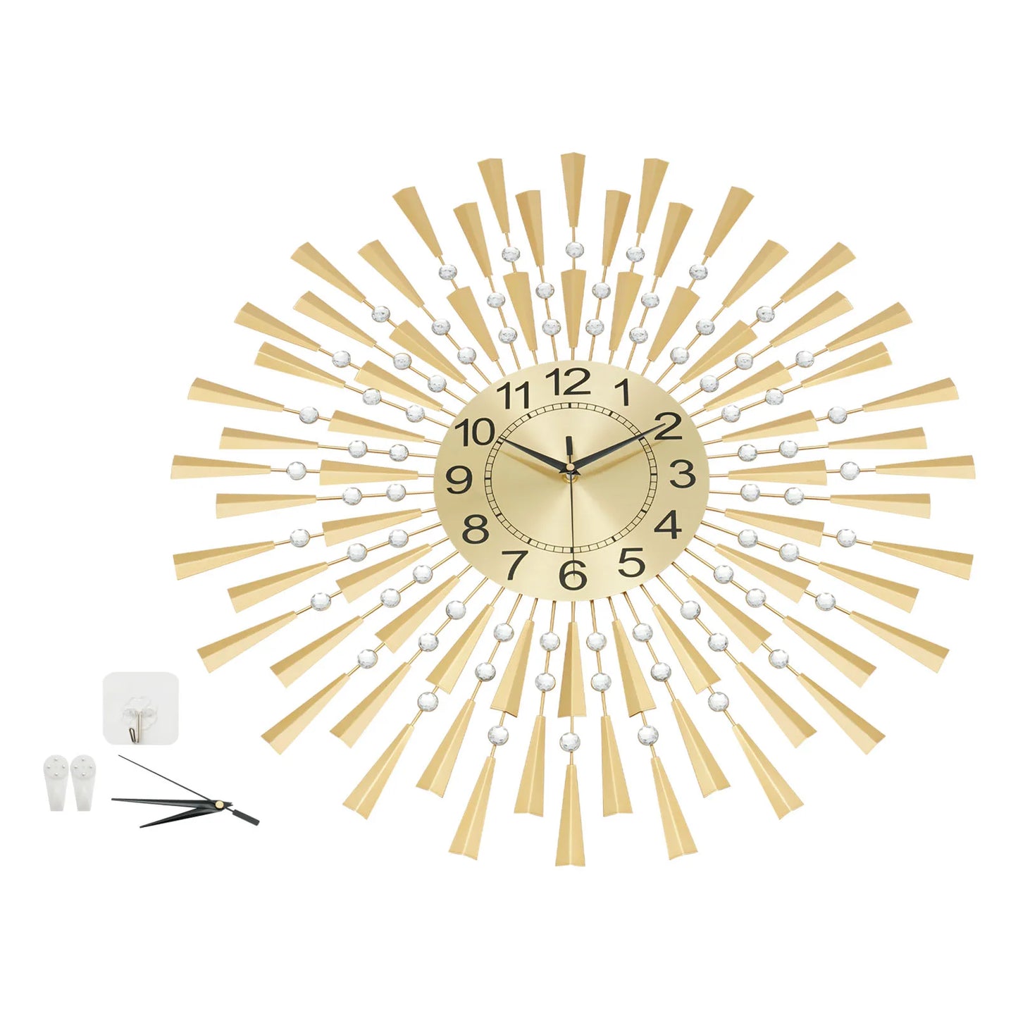 Large Wall Clocks for Living Room Decor Modern Gold Silent Battery Operated Non-Ticking Clock for Bedroom Kitchen Office