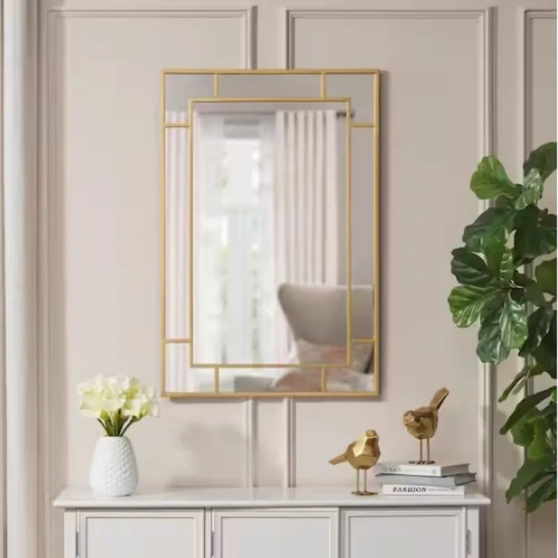 Medium Rectangle Champagne Black Gold Classic Accent Mirror