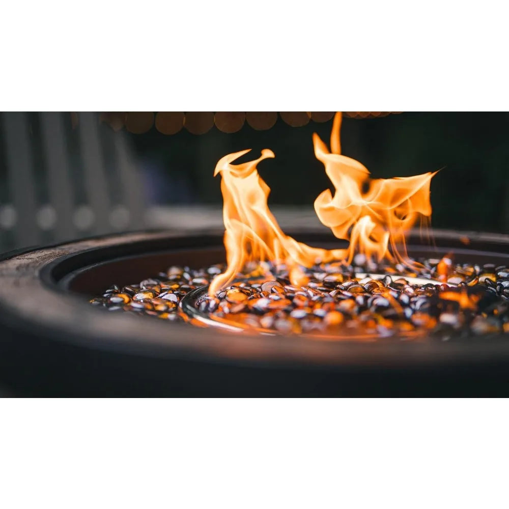 Outdoor 27 Inch Wine Barrel Gas Fire Pit With Glass FP0121P