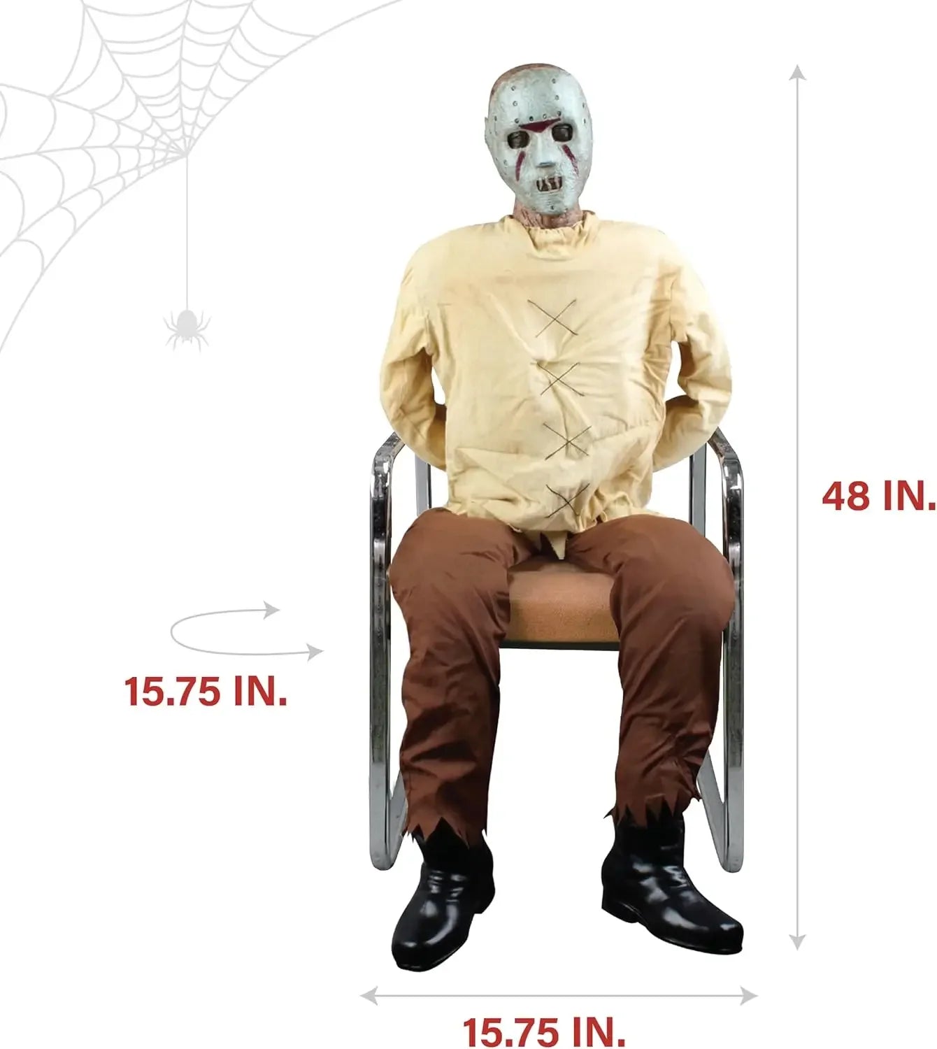Motion Activated Thrashing Prisoner by Tekky Life Size Sitting Halloween Animatronic for Indoor or Outdoor Use