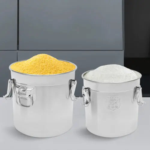 21L 33L Airtight Rice Bucket Canister Food Storage Container 304 Stainless Steel