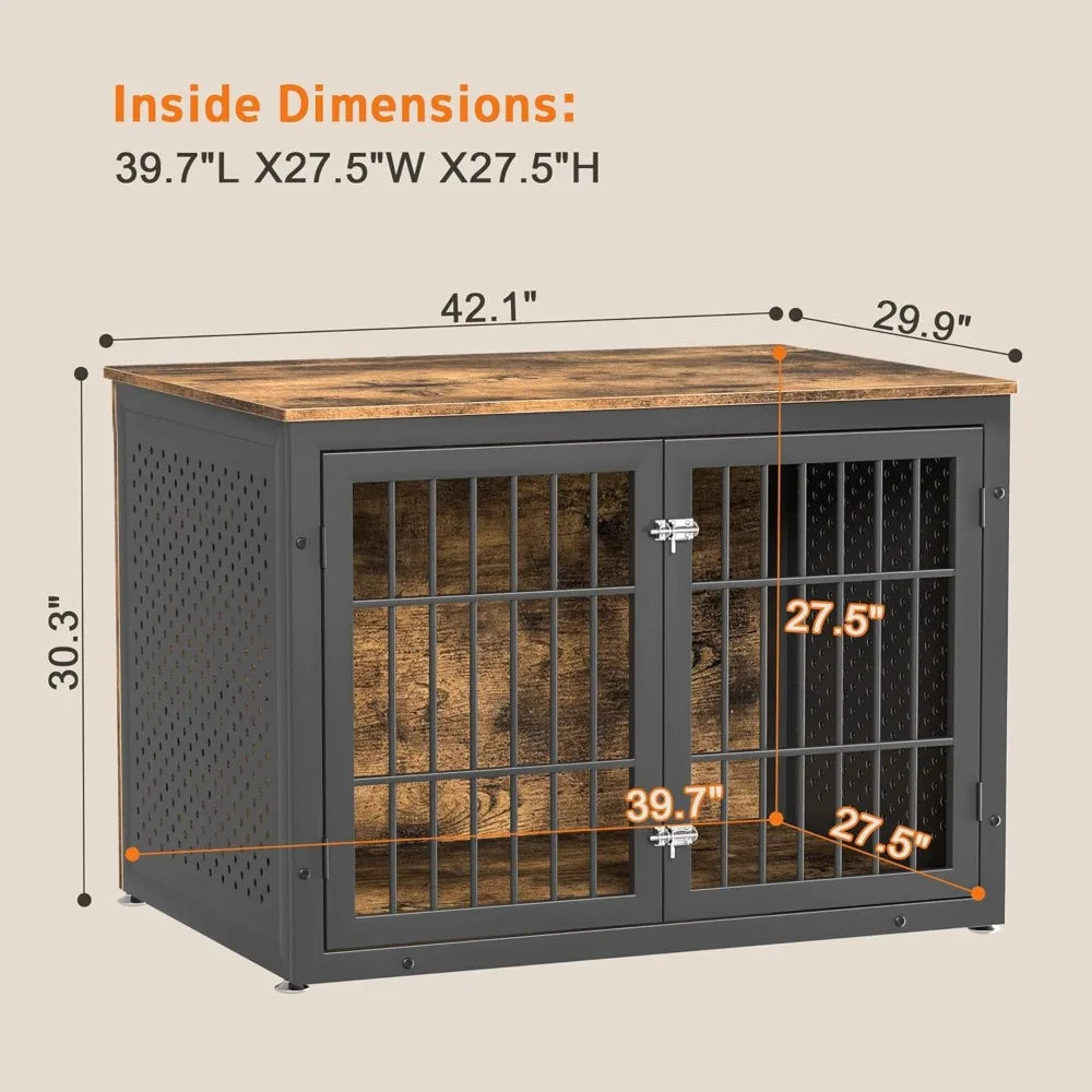 Heavy Duty Dog Crate Furniture For Large And Medium Dogs Enclosed Metal Kennel