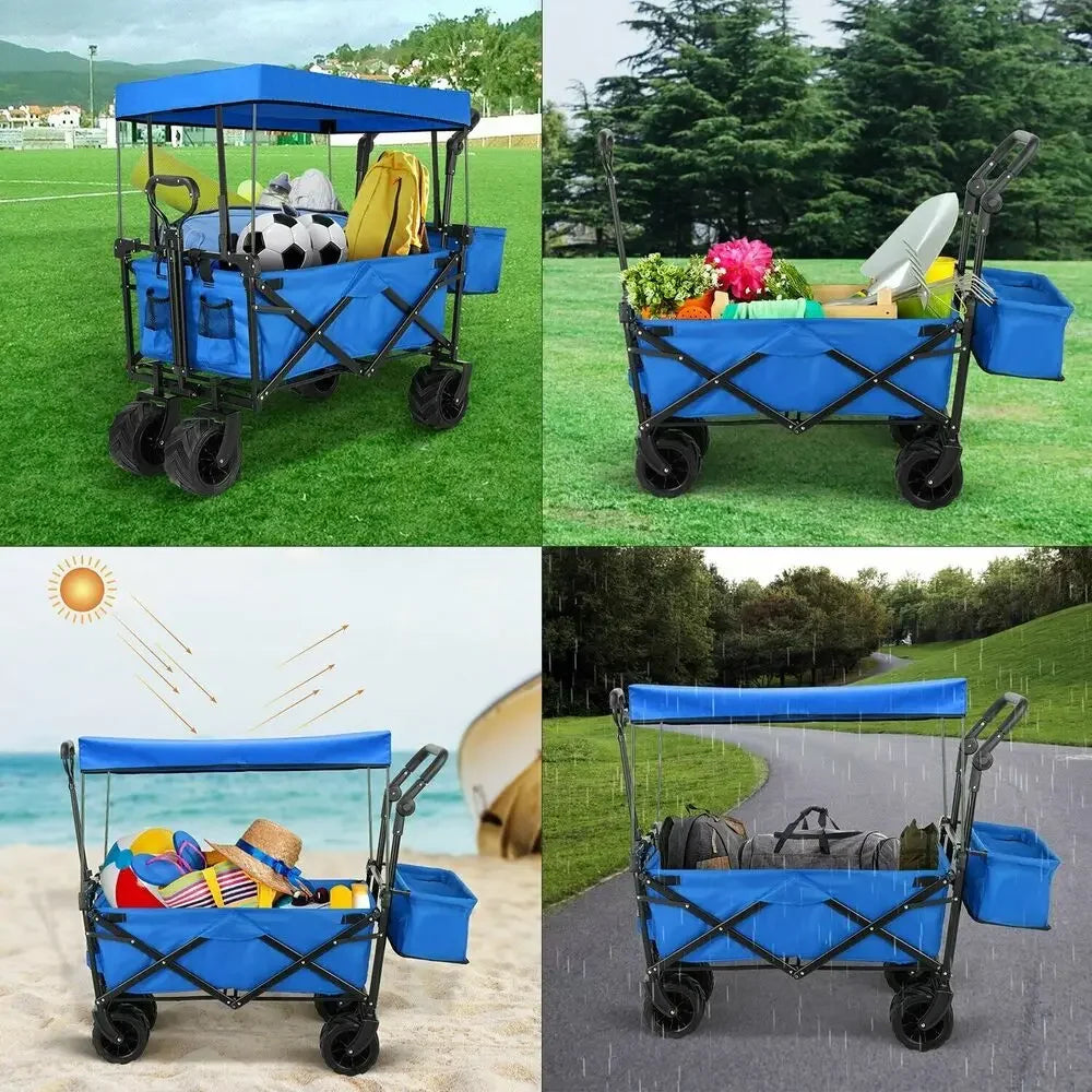 262L Collapsible Garden Cart With Removable Canopy 115Kg