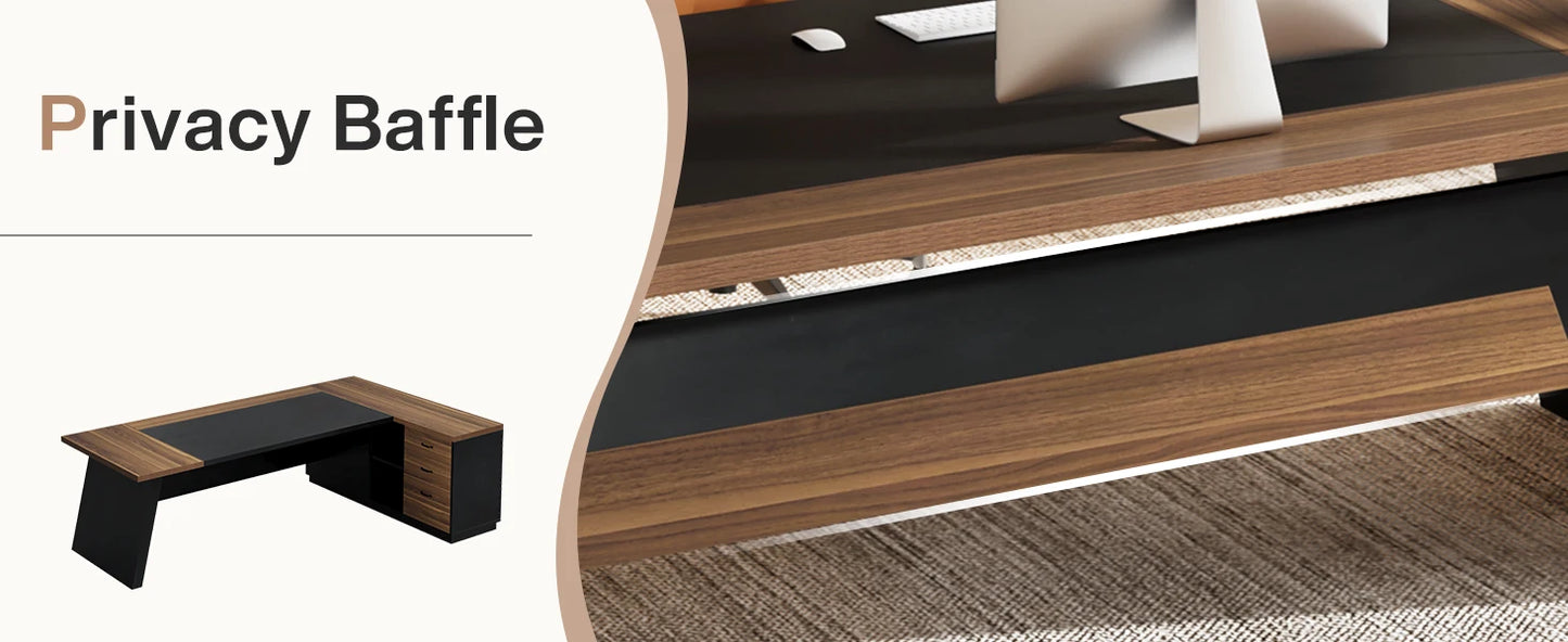 78 Inch L Shaped Desk Modern Executive Desk With Cabinet