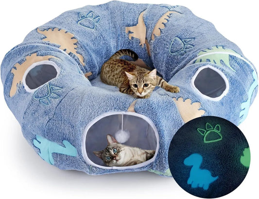 Maxetodo Cat Tunnel With Washable Bed 4 Entry Points