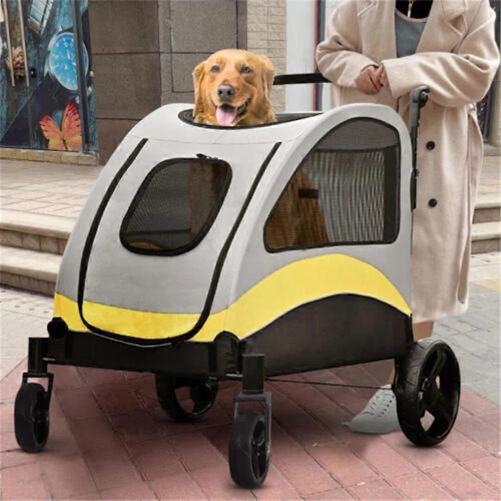 Premium Dog Stroller Pram 4 Wheel Foldable Cart Travel Jogger For Small Medium Large Dogs