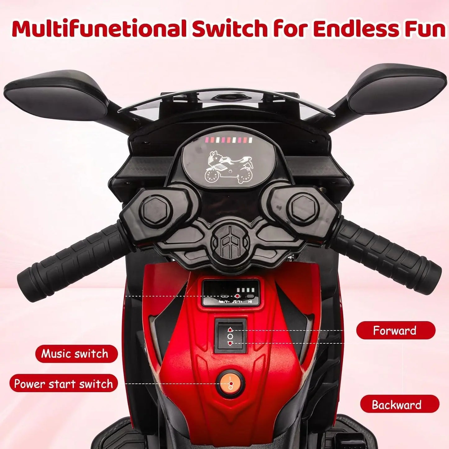 6V Kids Electric Motorcycle Ride On Toy With Training Wheels For Ages 3 To 6