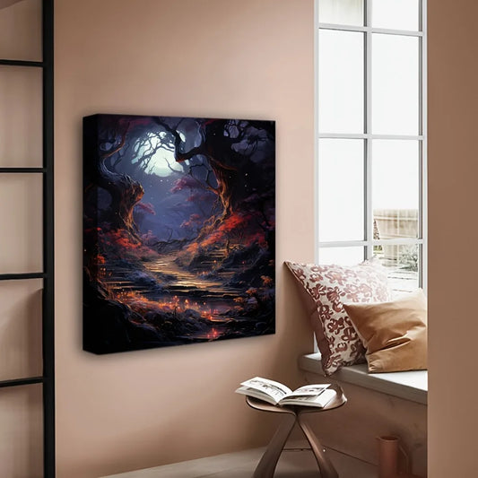 One Point Five Inch Solid Wood Frame Halloween Horror Forest Art Deco Picture