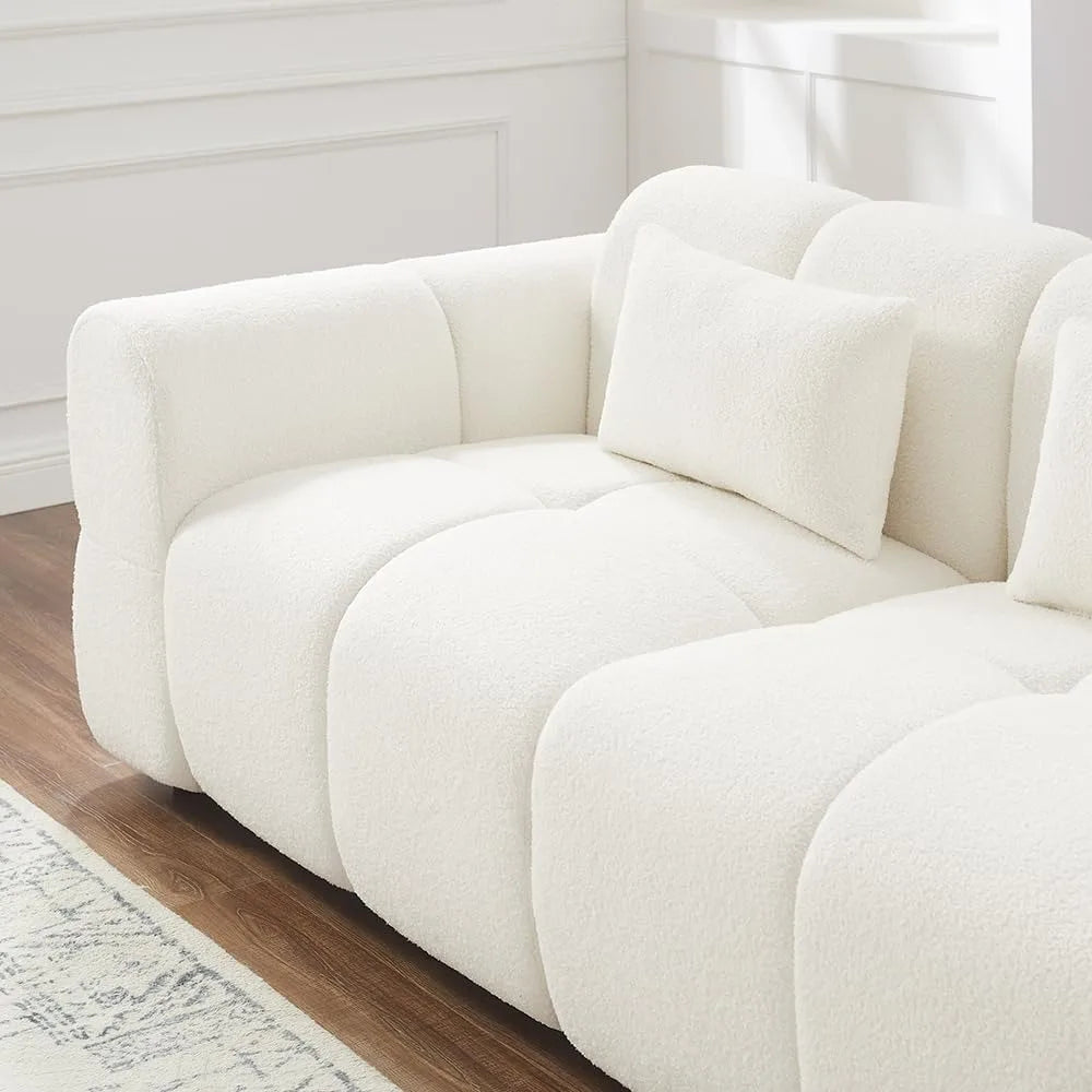 80 Inch Oversized Boucle Sofa Couch L Shaped Modern Deep Seat Living Room