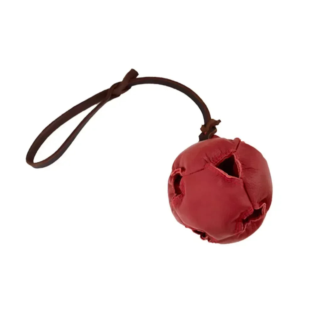 Leather Dog Training Ball Toy With Handle For Fetch And Tug