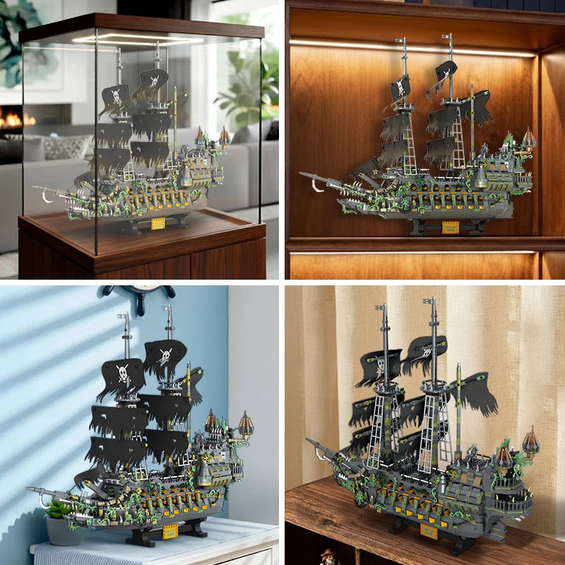 Pirate Ship Building Blocks Set 2434 Pieces Flying Dutchman Desktop Ornament