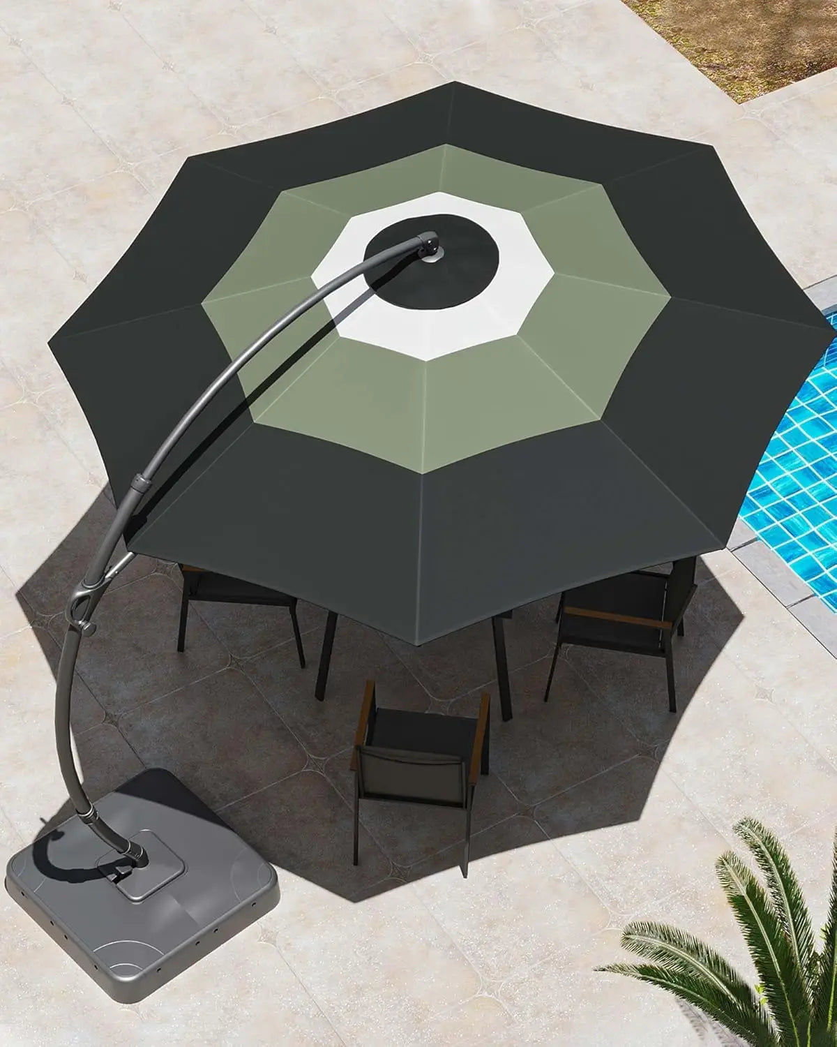 11Ft Aluminum Cantilever Patio Umbrella With Base Included For Outdoor Shade