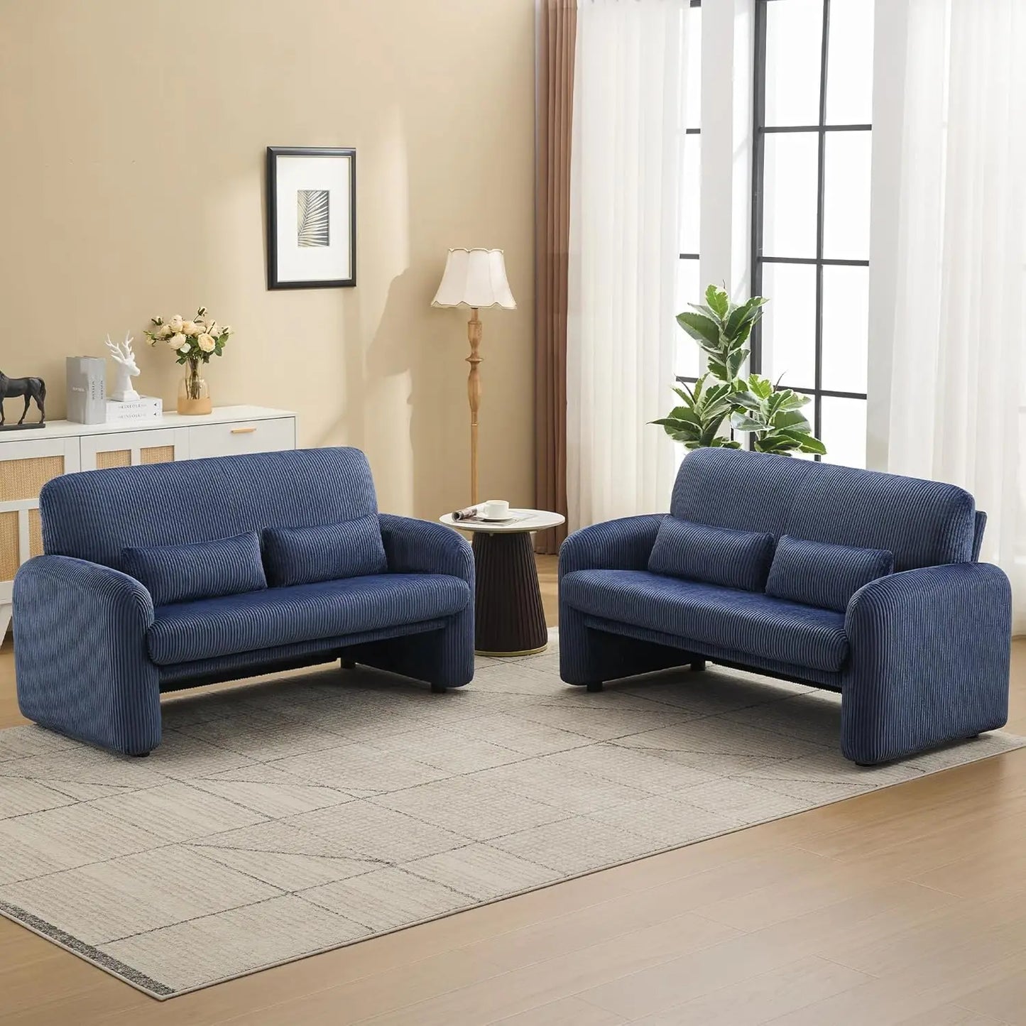 56 Inch Corduroy Loveseat Sofa 2 Seater For Small Spaces Modern Upholstered