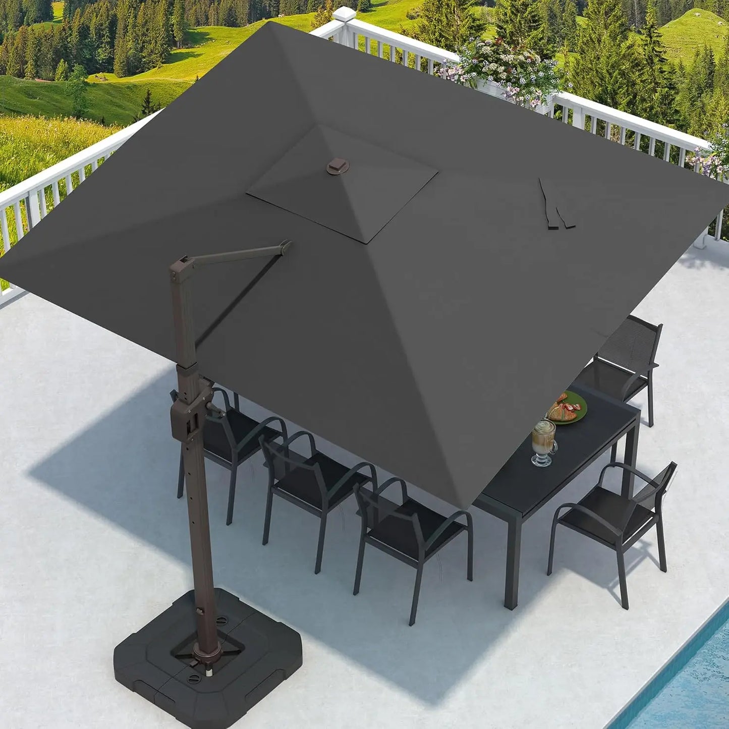 9x12 Cantilever Patio Umbrella With Base Included Rectangular Offset 7 Tilts