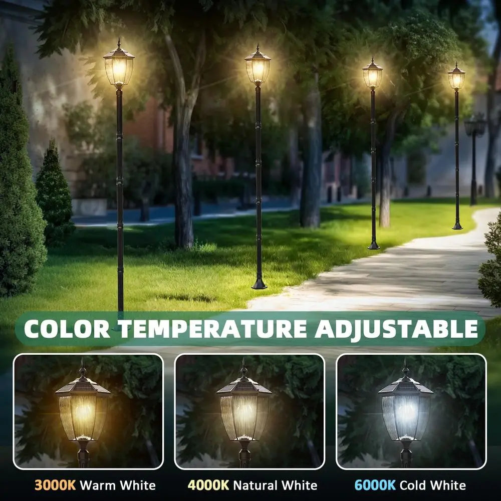Kaqur 79 Inch Outdoor Lamp Post Light Dusk to Dawn Black 3000K 4000K 6000K