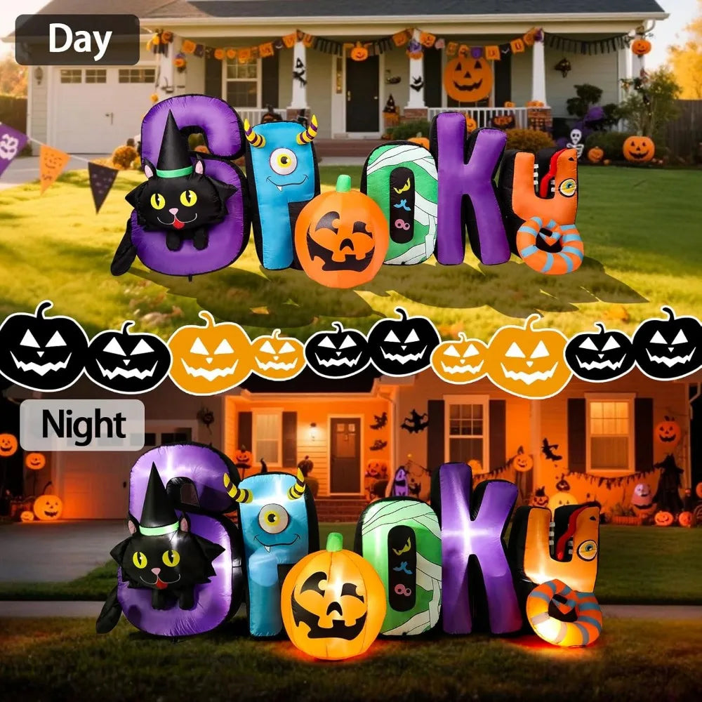 Halloween Inflatable Outdoor Decoration Black Cat Pumpkin