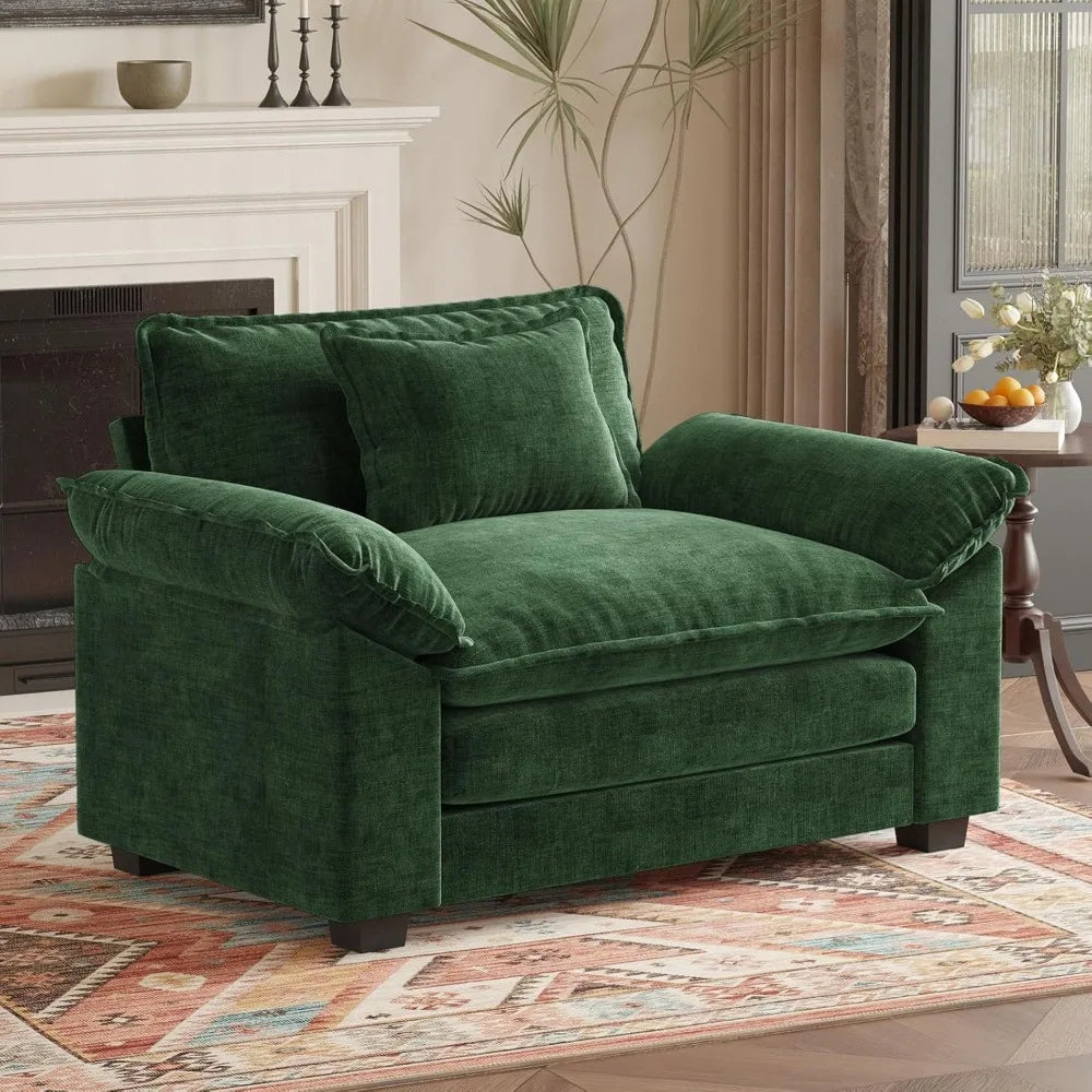 DAFIFY 49.5 Inch Green Chenille Oversized Accent Chair With Deep Seat