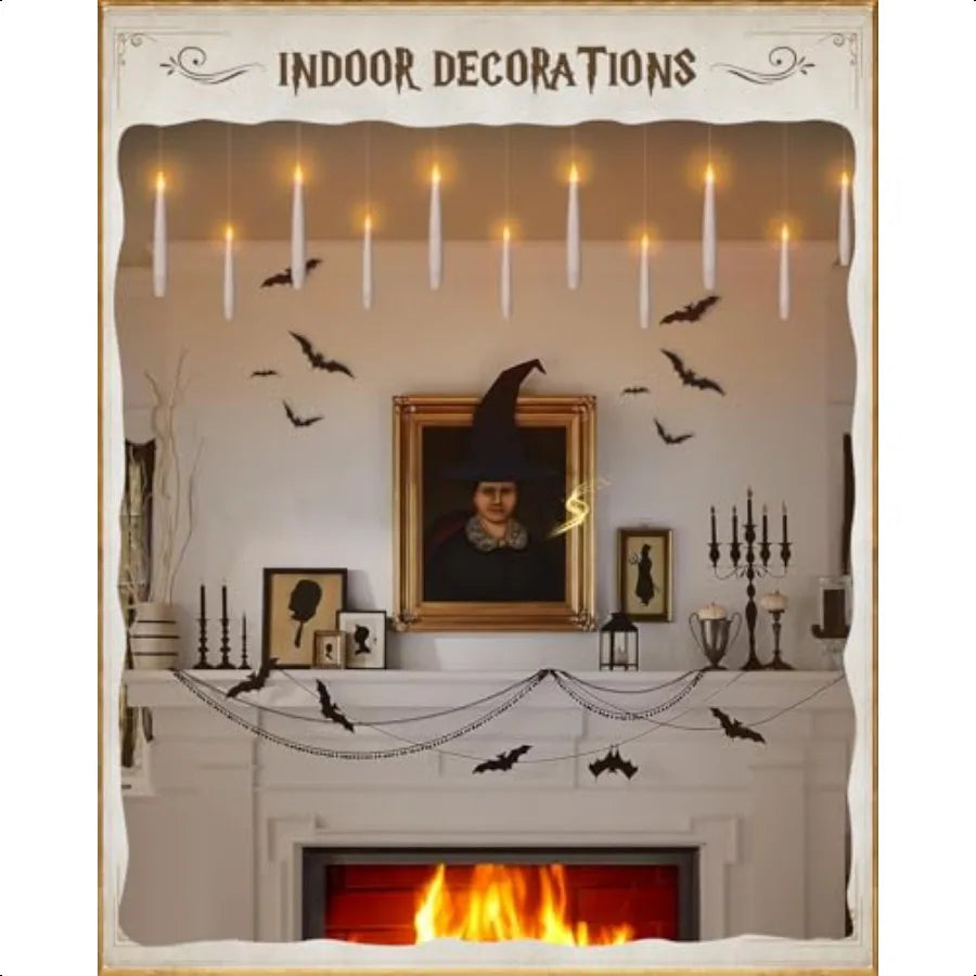 Floating Candles With Wand 10 Hanging Halloween Lights Decor