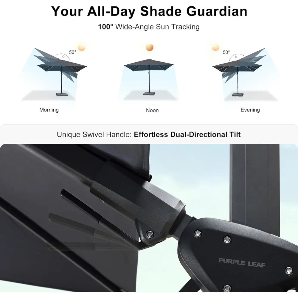 8.2 By 11.5 Feet Rectangular Left Tilt Cantilever Patio Umbrella Aluminum Offset