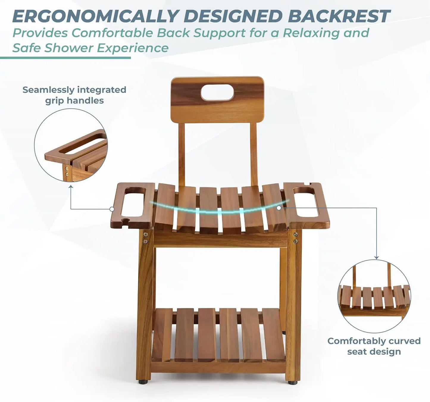 Heavy Duty Shower Chair Backrest 23.4 Inch Supports 450 Lbs