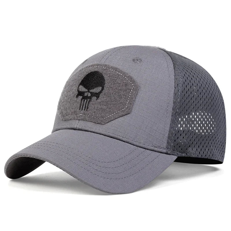 Unisex Skull Embroidery Breathable Baseball Cap Adjustable Sun Protection Hat**