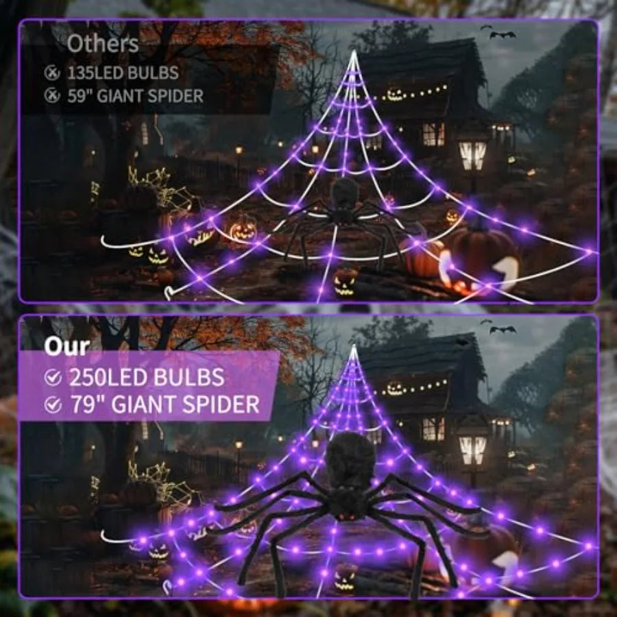 Halloween LED Spider Web Lights Giant Spider 8 Modes