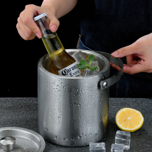 Double Wall Stainless Steel Insulated Ice Bucket With Lid