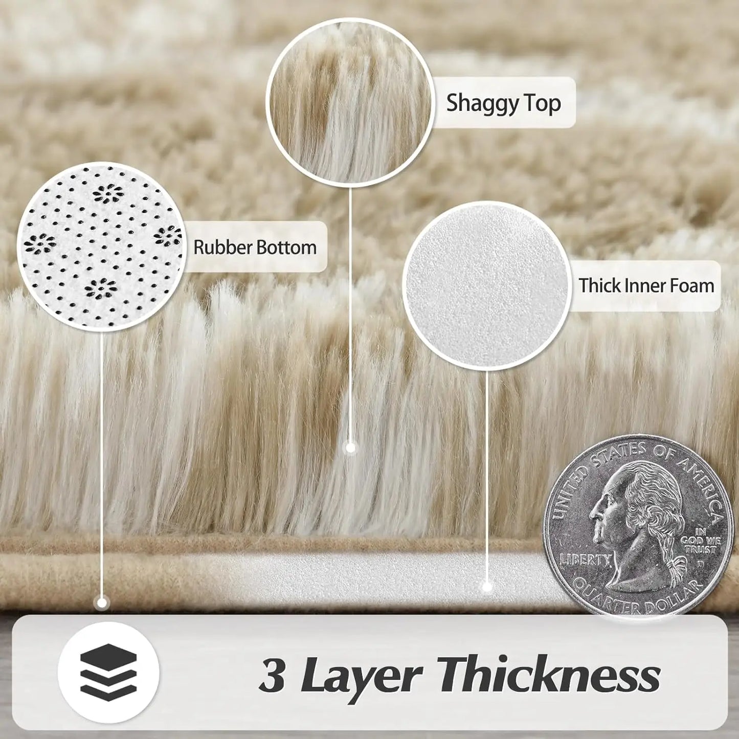 Large Shag Area Rugs for Bedroom Super Soft Plush Fluffy Carpet Non Slip Indoor Floor Rug for Kids Nursery Girl