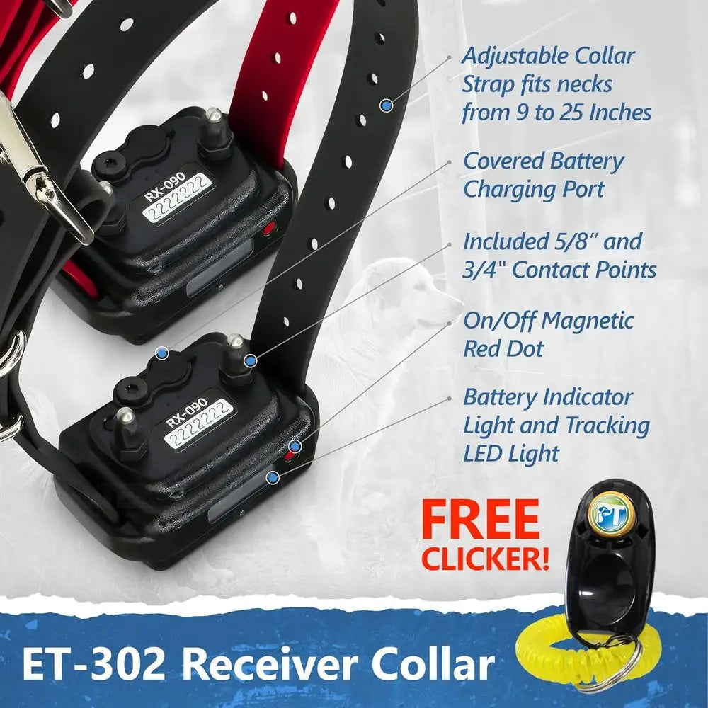 ET 302 Mini E Collar With Remote Half Mile Range Waterproof Tone Or Vibration