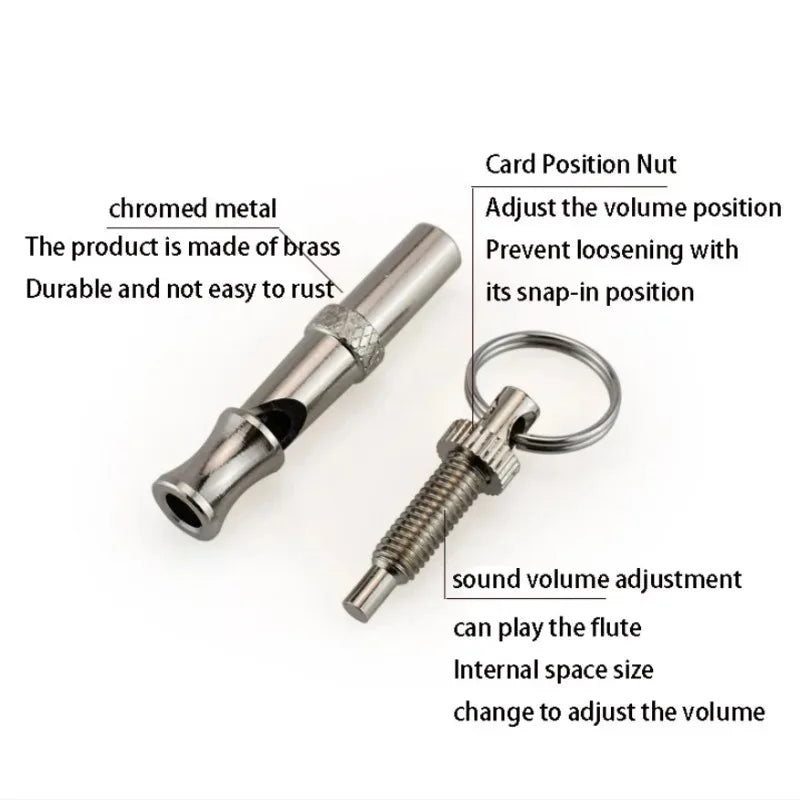 Stainless Steel Ultrasonic Dog Training Whistle Silent Bark Control Keychain