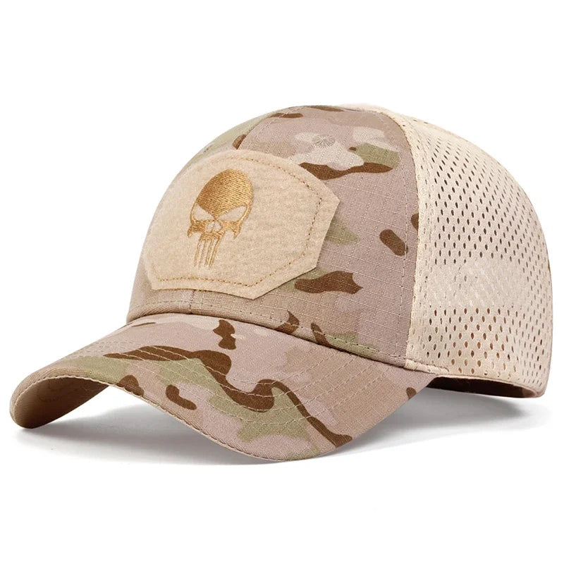 Unisex Skull Embroidery Breathable Baseball Cap Adjustable Sun Protection Hat**