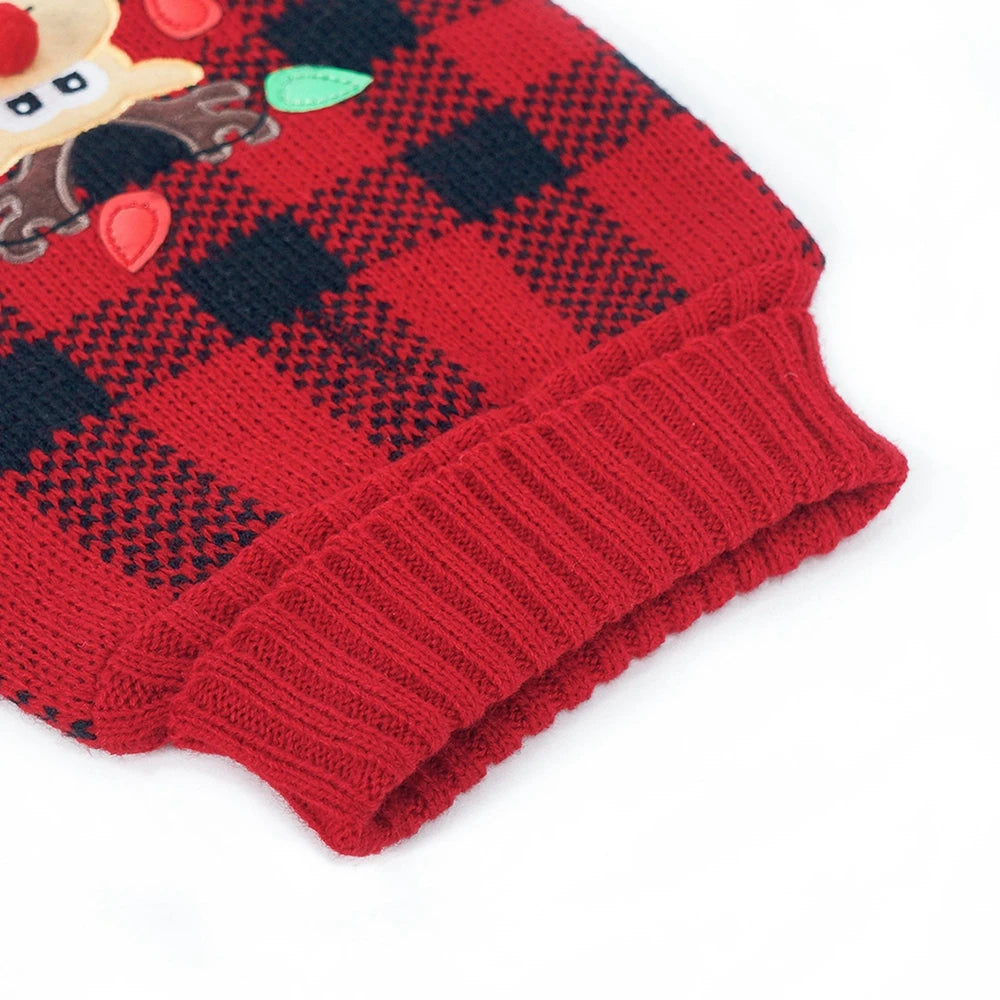 Plaid Turtleneck Knit Dog Sweater For Small Medium Dogs Christmas Winter Coat