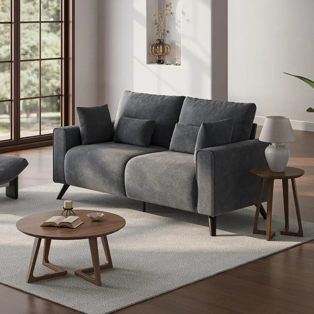 Grey 2 Seater Loveseat Sofa For Living Room Small Spaces 70 Inch Wide