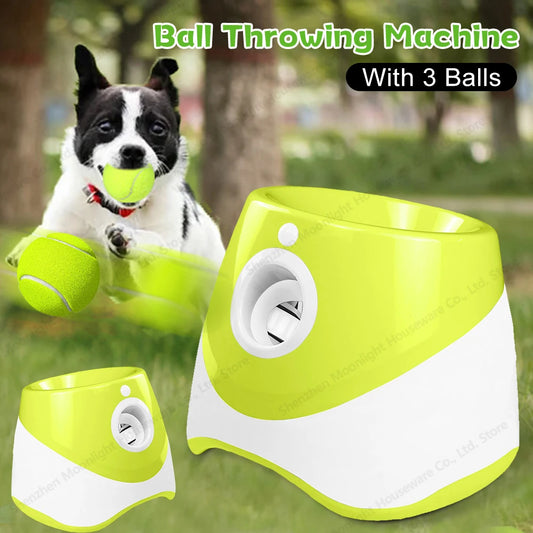Pet Prime Automatic Dog Ball Launcher With 3 Tennis Balls For Indoor Outdoor