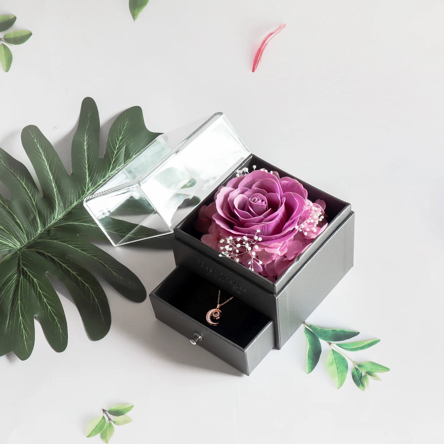 Eternal Soap Rose Jewelry Box With Necklace Set Gift Box