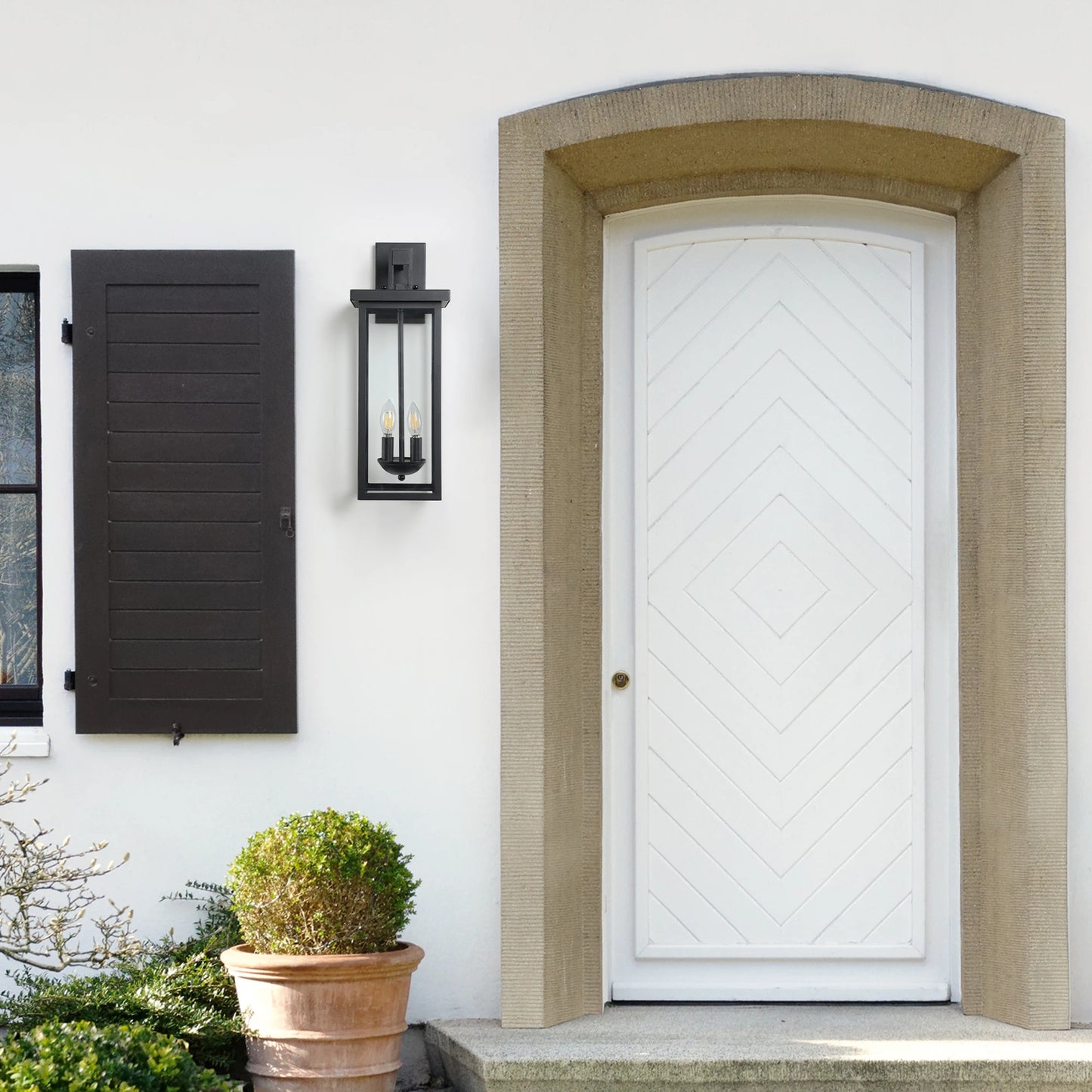 22 Inch Outdoor Wall Lantern Dusk to Dawn Matte Black