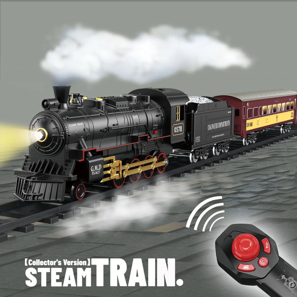 Xiaobella RC Train Toys Remote Control Steam Locomotive Simulation For Children