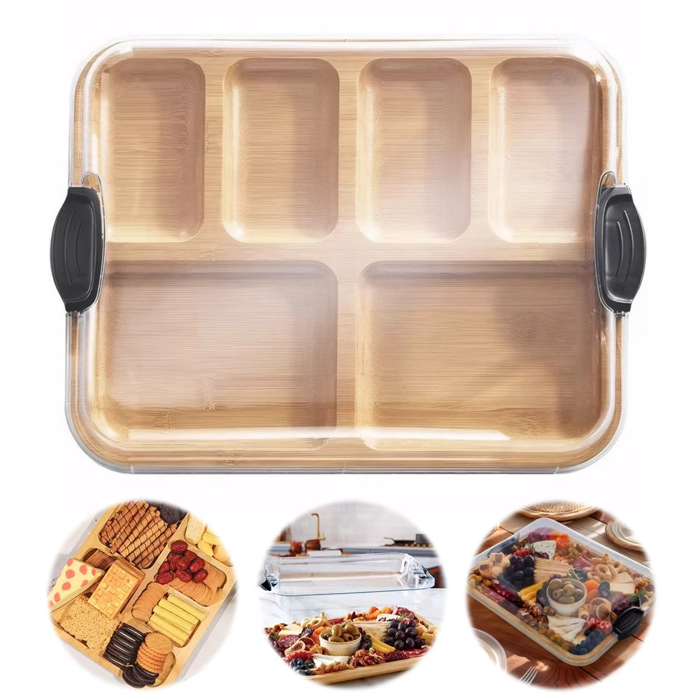 Reusable Bamboo Cheese Board With Lid Charcuterie Tray