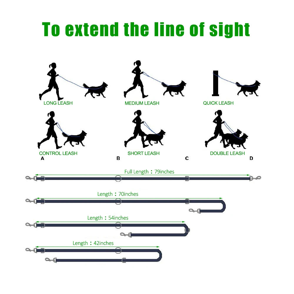 Adjustable Dog Leash Halti Training Double Ended Police 2M